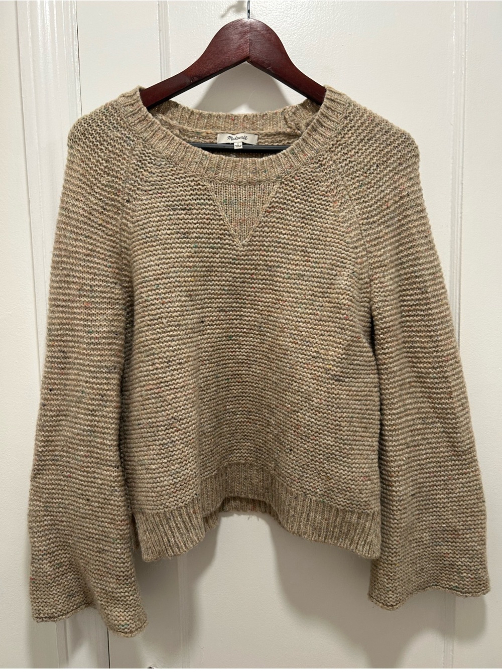 Madewell Neutral Beige Textured Crewneck Sweater